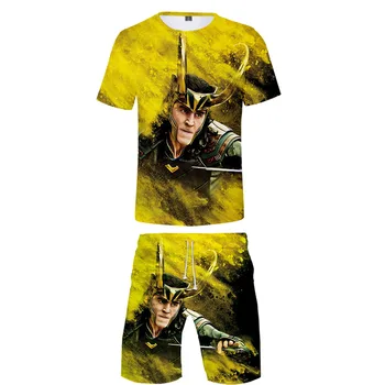 

3D-LOKI The Dark World Harajuku Cool Style Super Men Cool 3D Men's Sets Short Sleeve Tee Add Summer Beach shorts Men's Sets