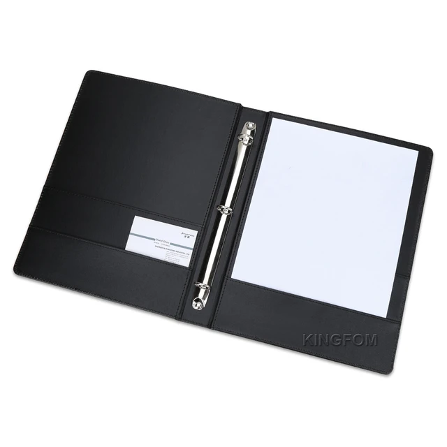 Leather 3 Ring Binder Business Portfolio Folders with Pockets