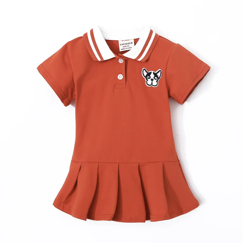 

Toddler Girls Korean Style Polo Dresses Baby A-Line Dress Lovely Dog Clothes Design Children Pink Dress Tiny Cotton 80-120CM