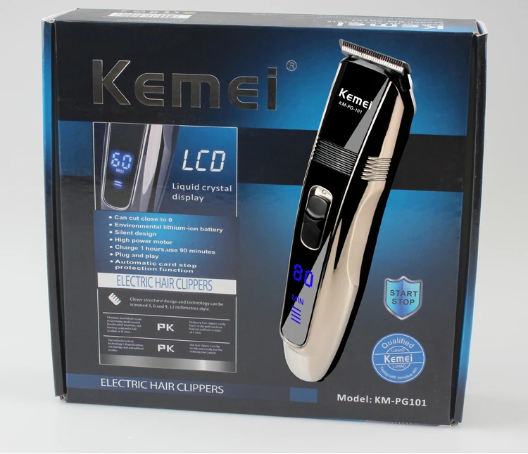 Aparador de Cabelo dos Homens Kemei Elétrico Recarregável Clipper Display Lcd Profissional Ferramentas Estilo Ajustáveis Aparador Cabelo Pg101 10 Eletrodomésticos