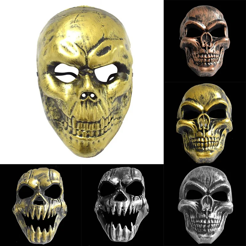 

Scary Ghost Skull Skeleton Party Antique Mask Hollow Mouth Eyes Full Face Mask Army Games for Halloween Cosplay Party Decor