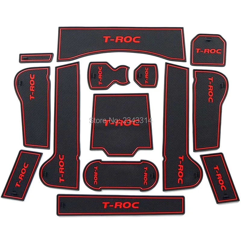 

For Volkswagen/Vw T-ROC T ROC A11 2017 2018 2019 Gate Slot Pad Non-slip Cup Mat Anti Slip Door Groove Mats Car Styling Accessory