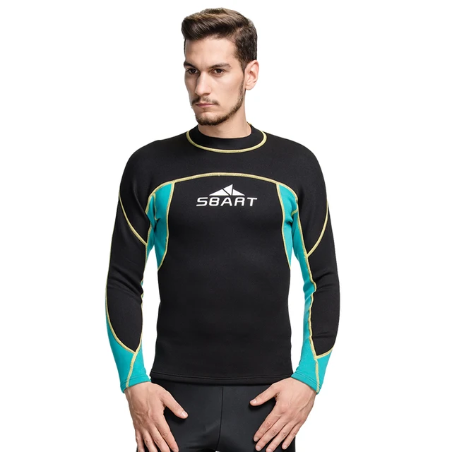 SBART neoprene wetsuit 2mm surf swim tops men long swim shirt thermal