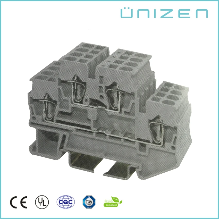 

45PCS JUT3-1.5/2 Double-layer wiring terminal solf wire 0.14-1.5mm2 Spring Din Rail Terminal Blocks 26-16AWG cable connector