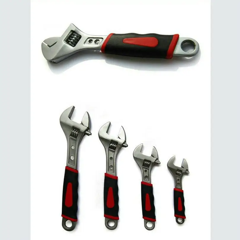 

HQ 5PCS High Carbon Steel 6" Graduated Adjustable Wrench With Index and Red-Black Gum Cover Short Handle