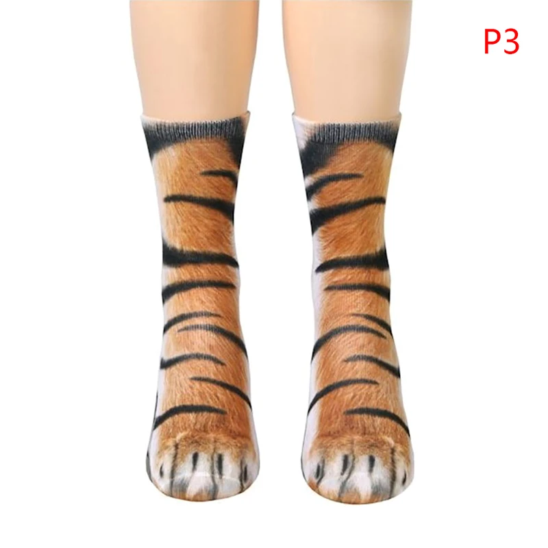 3D Animals Paw Print Socks Unisex Casual Dog Horse Zebra Pig Cat Paw Cotton Socks Children Crew Long Stocks