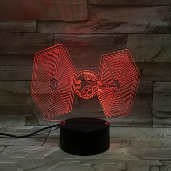 

2019 Latest Cool Fighter 3D Star Wars Tie LED Colorful Night Light Bedroom Halloween Decor 7 color changing touch table light