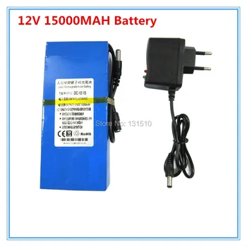 

Portable 12V DC 15000mAh 15AH Rechargeable 12.6V Li-ion Battery for wireless transmitter CCTV camera blue 10PCS/LOT with charger