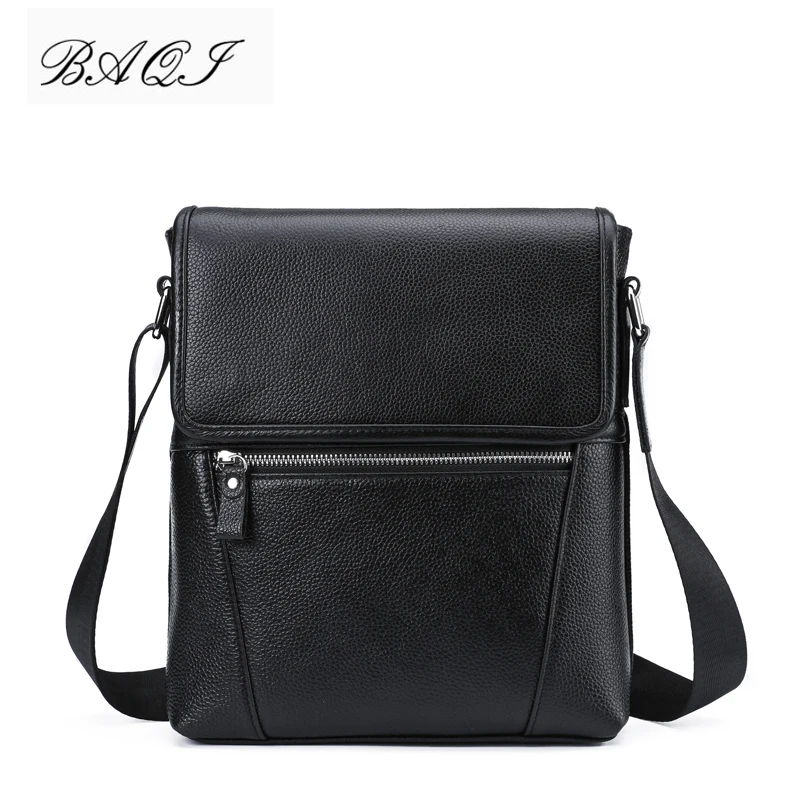 

BAQI Brand Men Handbags Genuine Leather Cow Leather Men Shoulder Bags High Quality Men Messenger Bag 2019 Fashion Business Bag