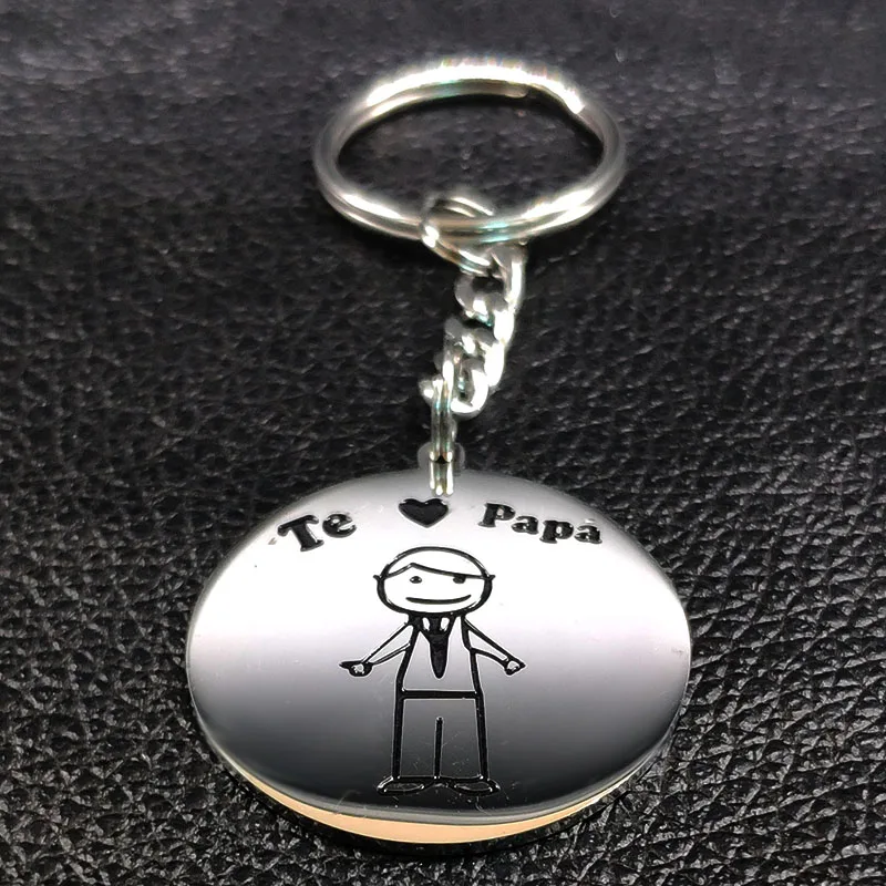 2018 de moda papá de acero inoxidable llaveros para las mujeres de Color plata familia colgante clave joyería llaveros para hombre K77401B