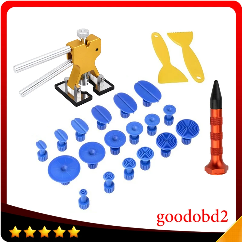 

PDR Tools Golden Dent Lifter with 18x PDR Puller Tabs Pad-One Tap Down Pen for Car Dent Removal Paintless Dent Repair Tools A065