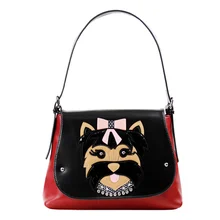 34x25CM Italian 2016 Summer New Fashion Creative Personality Stitching Craft Creative Dog Shoulder Female Bag A2657~3