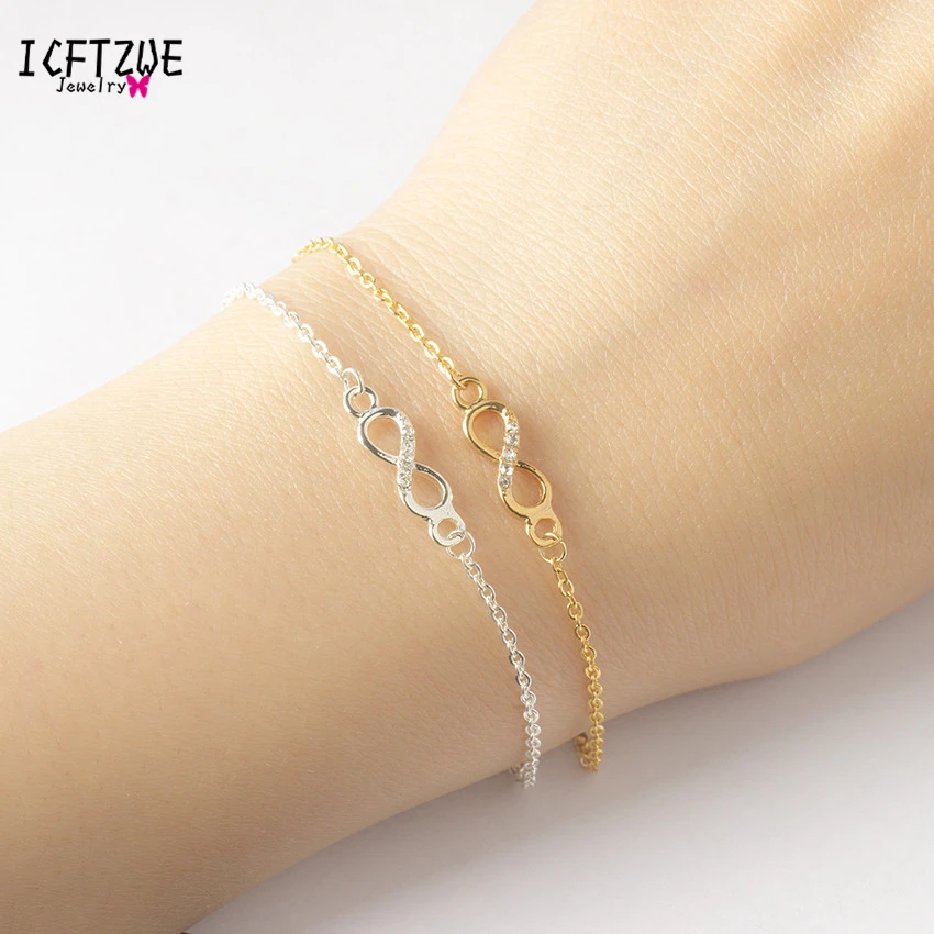 

Silver Colour Stainless Steel Statement Bracelets Femme Pulseira Men Link Chain CZ Infinity Gold Bracelet Women Hand Accessories