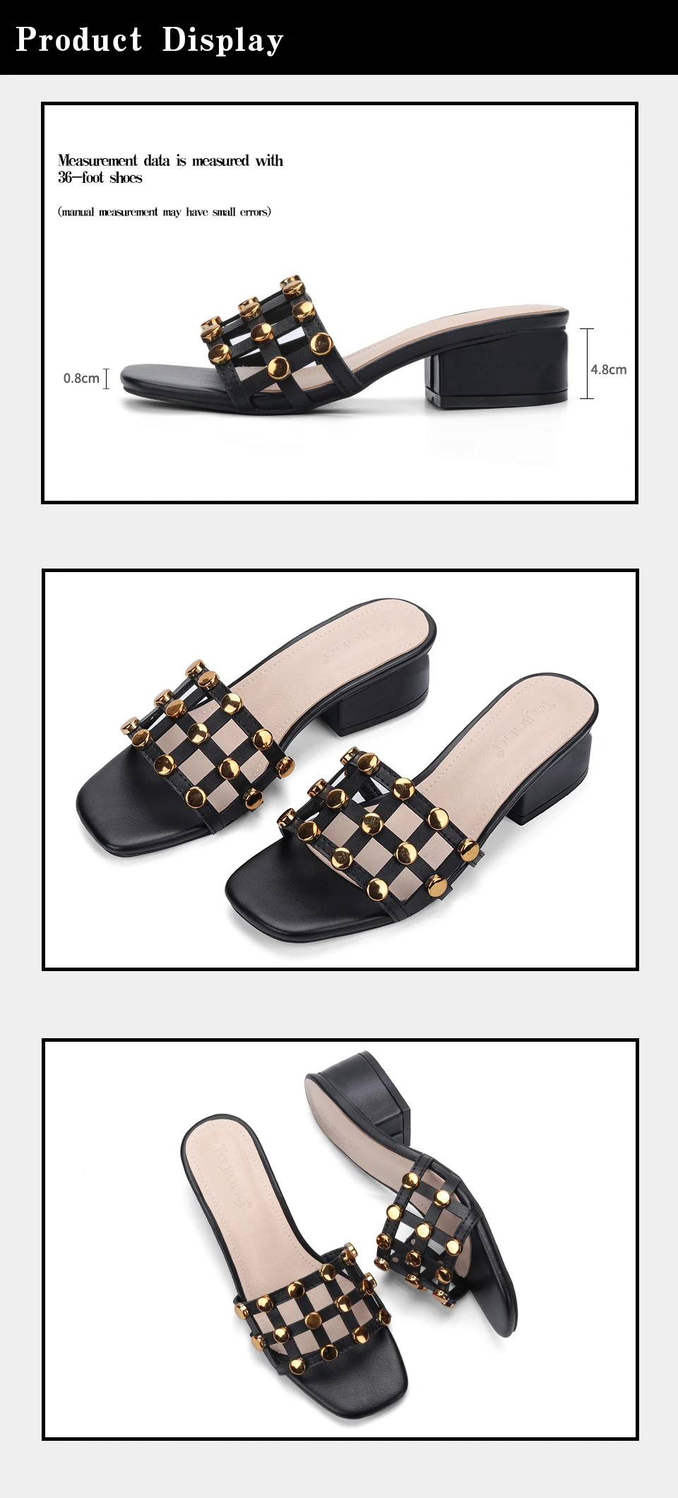 Ta Jiang/женские сандалии с заклепками из натуральной коровьей кожи; Летняя обувь; женские сандалии-гладиаторы на высоком квадратном каблуке; женские пляжные Тапочки