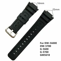 16 мм черный ПВХ часы ремешок подходит DW-5600E DW-5700 G5600 5700 GM-5610