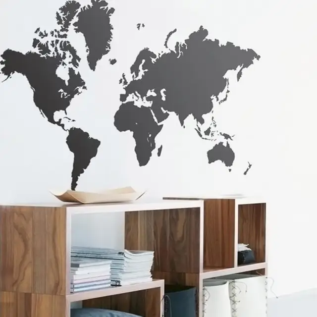 extra large black map of world wall stickers home decoration bedroom