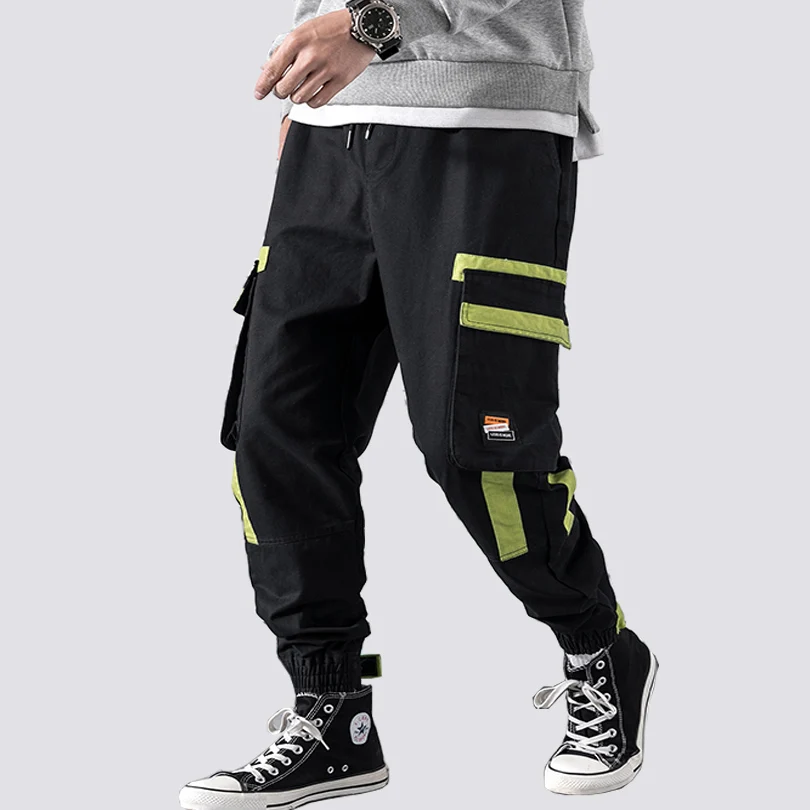 

Men Cargo Pants Cotton Many Pockets Elasticity waist Casual Trousers male Fashion Banded Baggy Jogger Trousers 2019 New A915