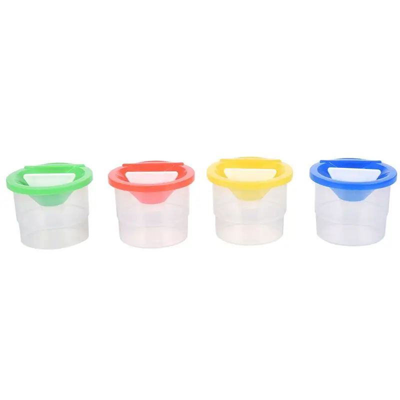 Прозрачный пластиковый непроливающаяся краска и водяные горшки с крышками и пробками упаковка из 4 - Цвет: As shown
