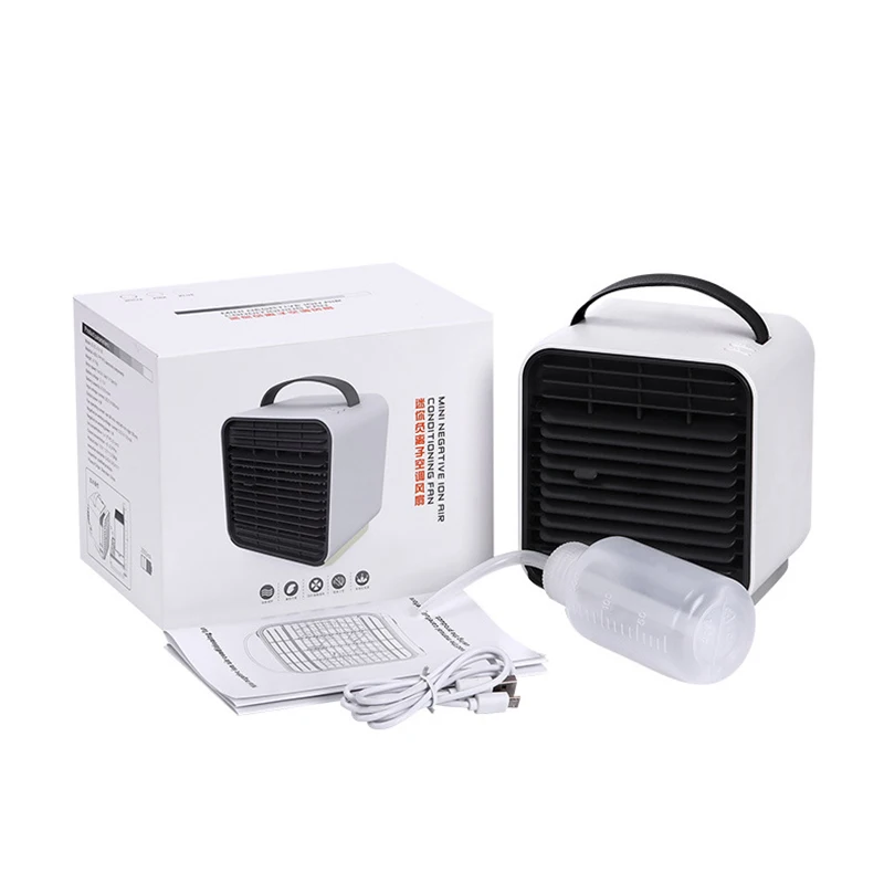 

2019 New Desktop Air Cooler Fan Negative ion Air Personal Space Cooler Portable Air Conditioner 2000mAh Lithium Battery
