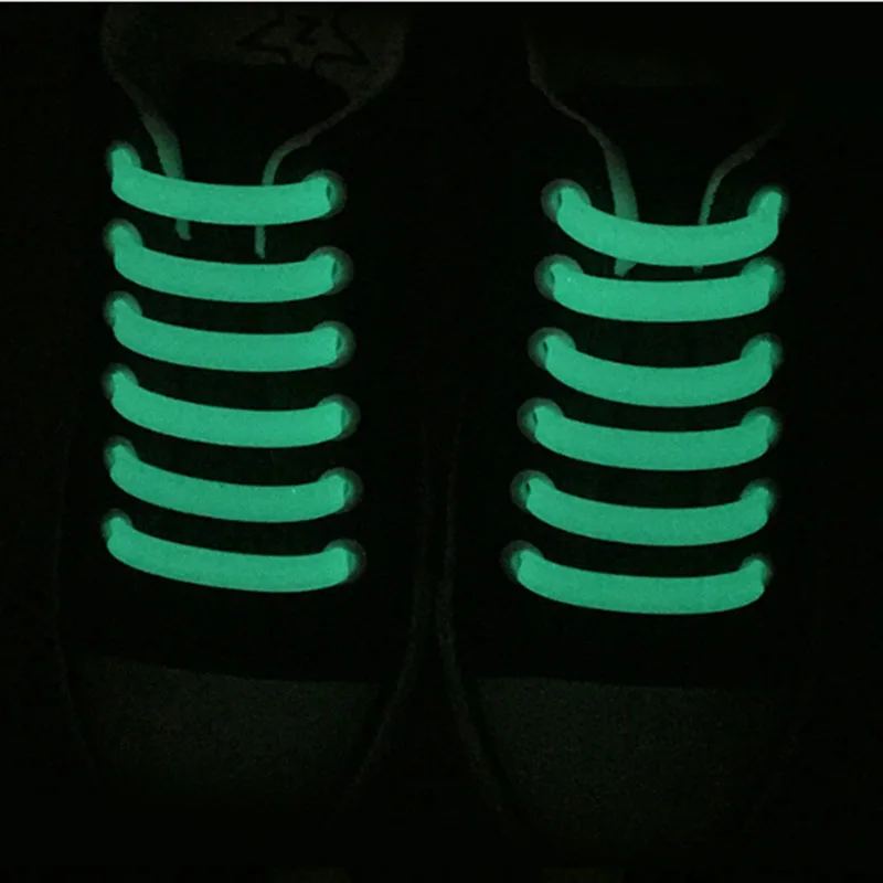 12 шт светящийся Силиконовый унисекс эластичный без галстука обувь кружева спортивные кроссовки светится в темноте ремешок Lacet Ox рога ленивая обувь кружева