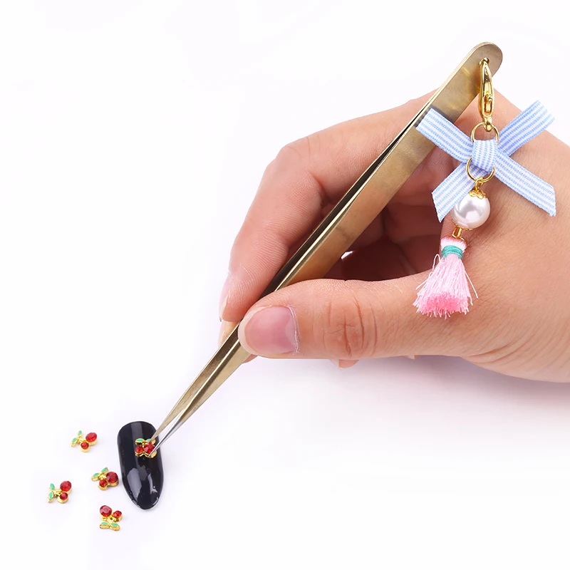 

Blueness 1Pcs Gold Stainless Steel Manicure Nail Art Tools Tweezers With Bow Jewelry Accessories Beauty Eyebrow Tweezers Clips