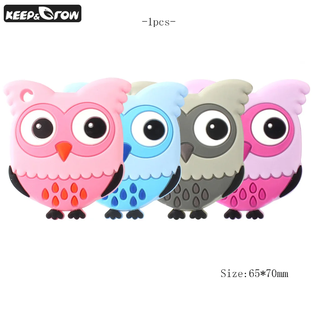 

Keep&Grow 1pc Owl Silicone Teether BPA Free Teethers Baby Chew DIY Pacifier Chain Nursing Pendant Toys Accessories Baby Teether