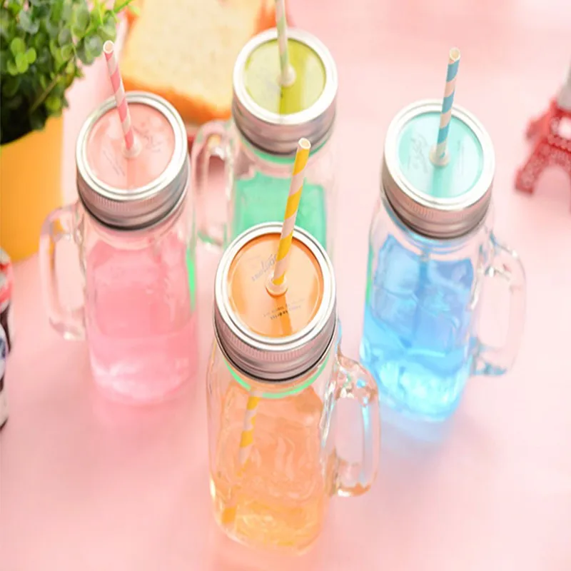 Buy 450MLGlass storage bottle Jars Mason Jar glass cup beverage mug with lid
