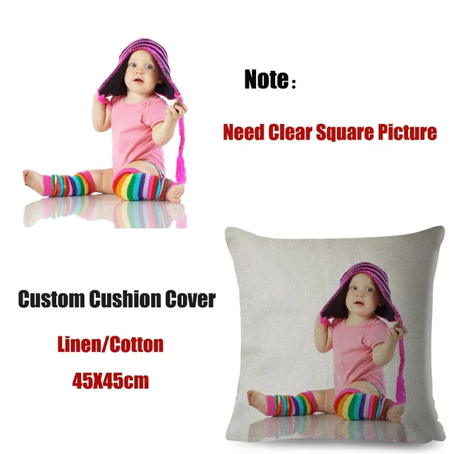 Picture Here Print Pet Wedding Personal Life Photos Customize Gift Home Cushion Cover Pillowcase Polyester Pillow Case 45*45cm 3