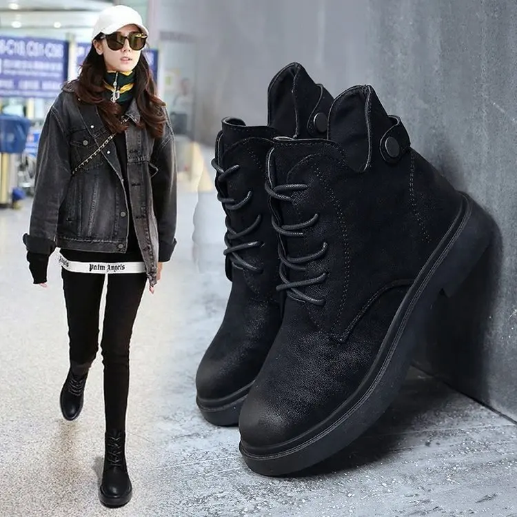 

Martin boots female 2018 new wild British wind students autumn shoes girls Korean casual boots women flat.