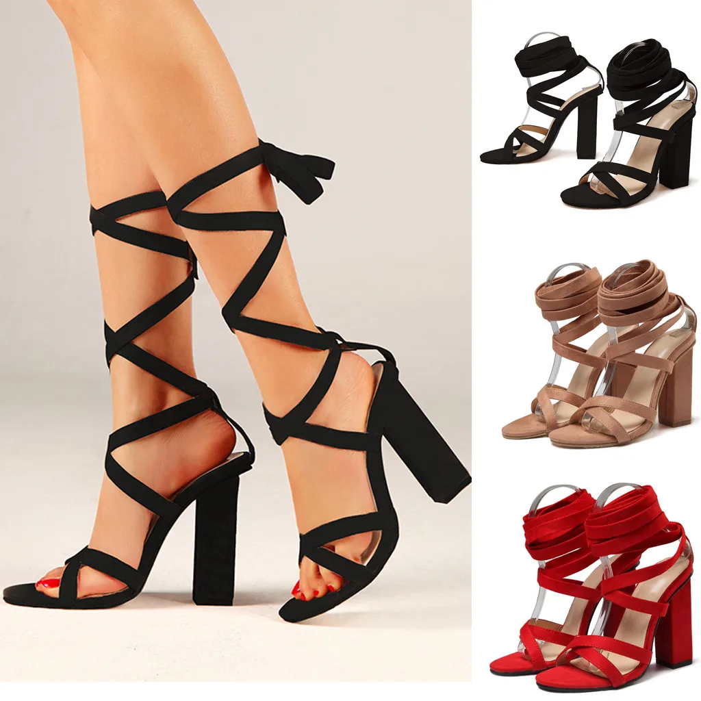 

2019 Women's Sexy Sandals Spring Summer Ladies Shoes Casual Cross strap High Heels Wedding Party Prom Shoes Sandal Outdoor