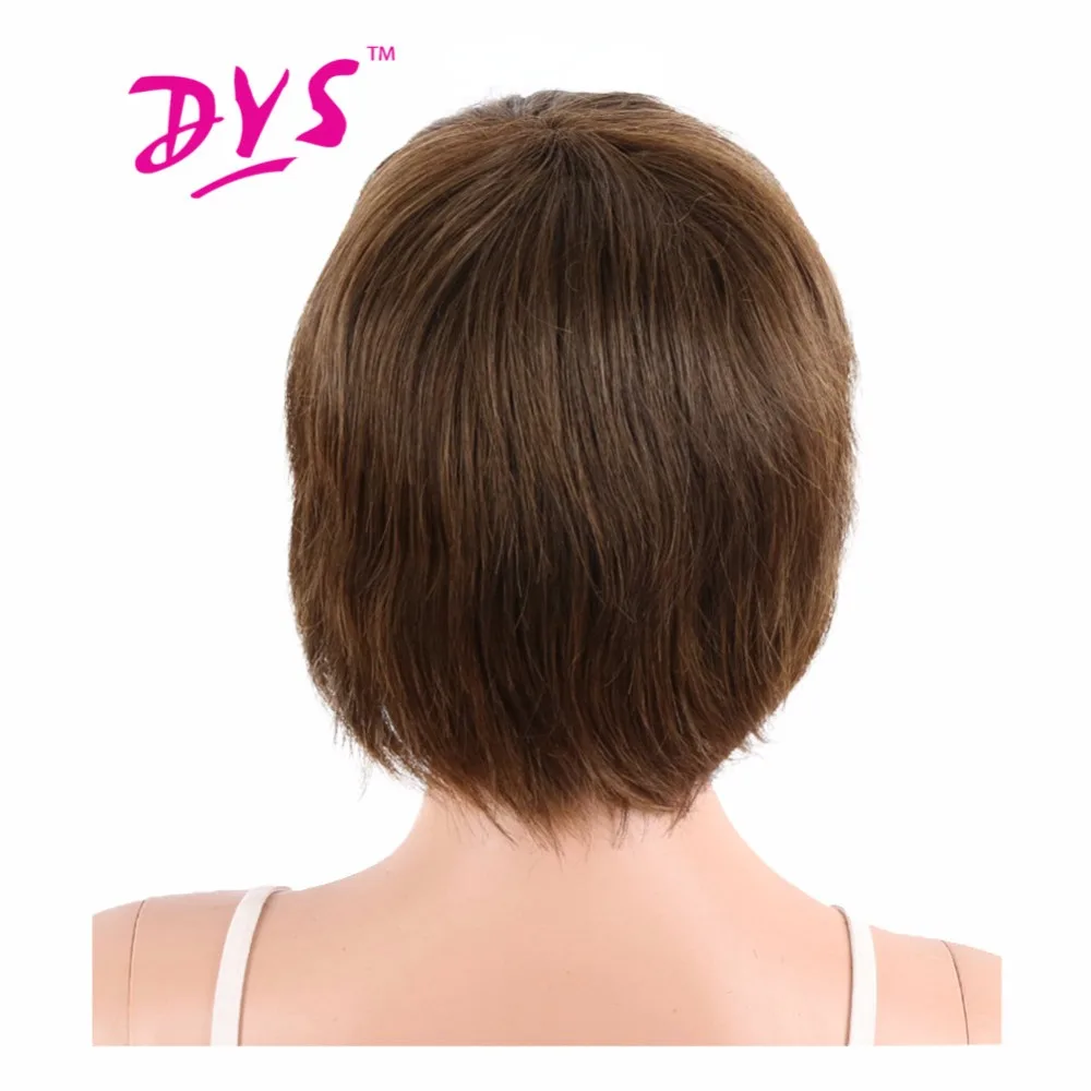 Deyngs белый прямой синтетический парик с челкой для черных и белых женщин натуральный жаростойкий Pixie Стрижка волос коричневый цвет доступны