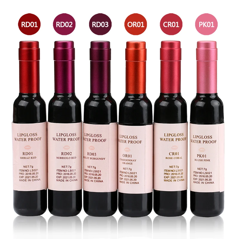 

New Red Wine Bottle Lips Makeup 6 Colors Set Long Lasting Lip Gloss Matte Liquid Lipstick Waterproof Lip Tint Cosmetic
