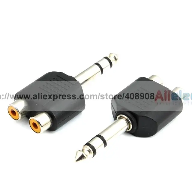 

50 PCS x 1/4" 6.35mm Stereo Male to RCA Female Adapter Connector,4RF