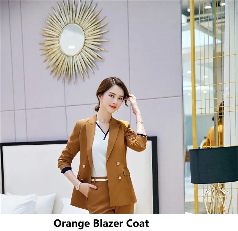 Формальные женские блейзеры, куртки, пальто с длинным рукавом, Осень-зима, Женская Офисная Рабочая одежда, верхняя одежда, верхняя одежда, форменные стили - Цвет: Orange