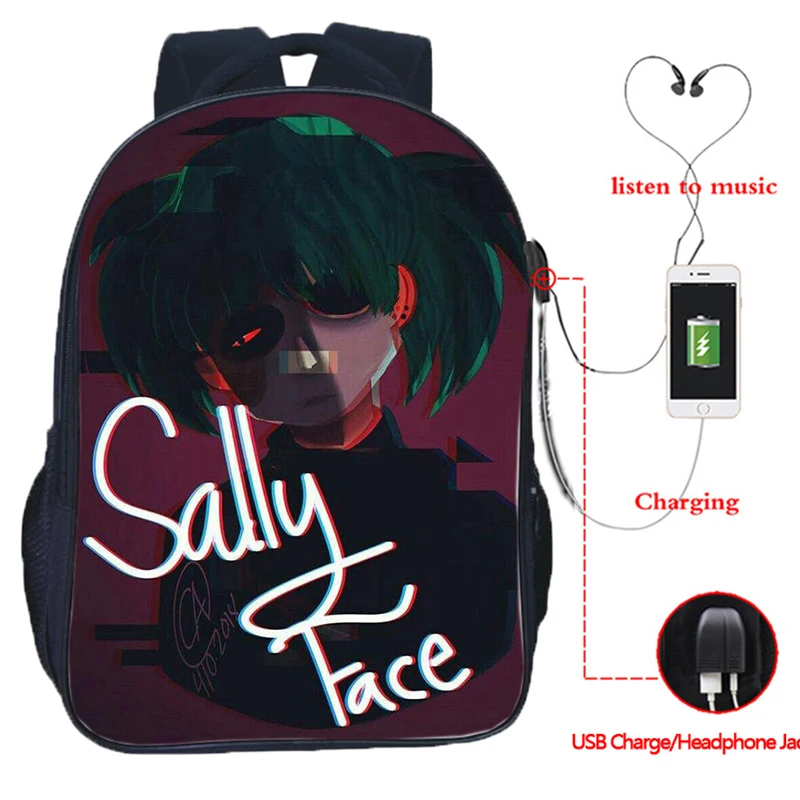 11 Многофункциональный рюкзак Sally Face с зарядкой через USB, школьные сумки для студентов, школьный рюкзак с разъемом для наушников, повседневный рюкзак для путешествий - Цвет: 11