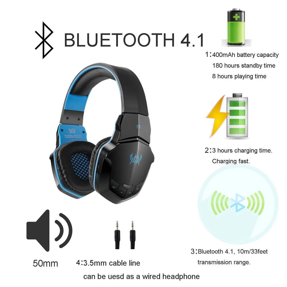 KOTION EACH B3505 Беспроводные Bluetooth Игровые наушники для телефона бас стерео гарнитура повязка на голову с микрофоном для компьютера ПК