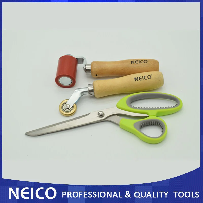 

Free Shipping, 3PCS 45mm Silicone Pressure Roller With Membrane Scissors & 6mm Penny Roller For Single Ply Roof Installating