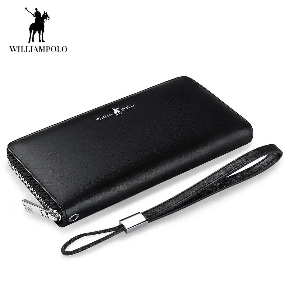 

Wallet Men Long Clutch Credit Card Holder Genuine Leather Phone Purse Accordion Multi Card Case Zipper Bag PL185153