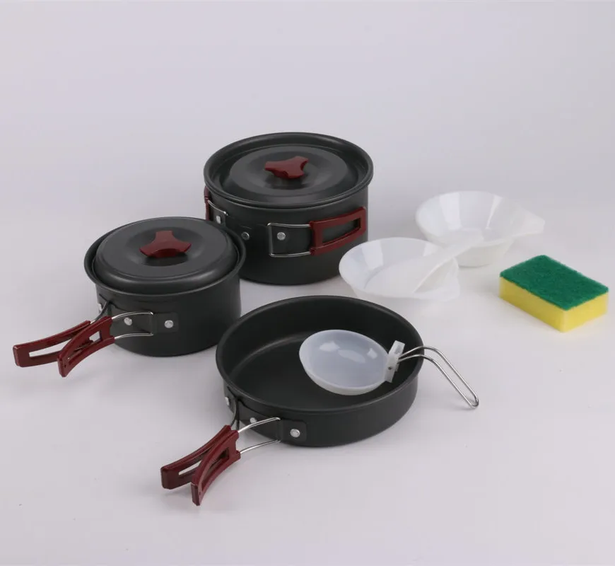 2 3 camping set pots aluminum tableware outdoor kitchen cooking set