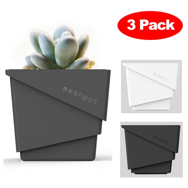 Meshpot 3-Pack Succulents Pot Plastic Flower Pot Planter Container Garden Pot,Root Controlling Patent Technology Inner Dia. 7cm