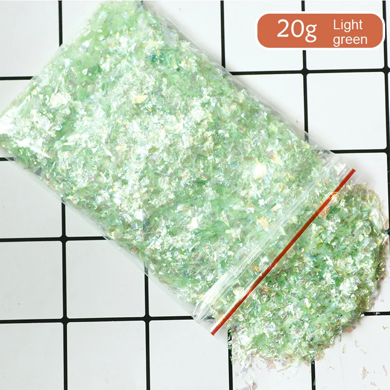 20 г красочные оболочки сахар сломанные кусочки мигающий флэш мусор материал УФ смола эпоксидная смола, форма для изготовления ювелирных изделий для DIY - Цвет: Light Green