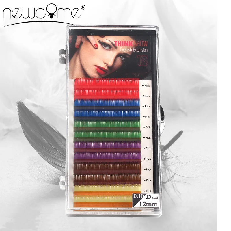 

Rainbow Color False Eyelash C/D Curl 10-12mm Lashs Mix in One Tray Synthetic Natural Mink Eyelash Extension