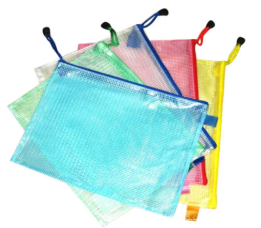 

Office Supplies A4 Mesh Zipper File Bag Transparent Portable Document Bag 4 PCS/Lot PVC Paper Organizer Bags