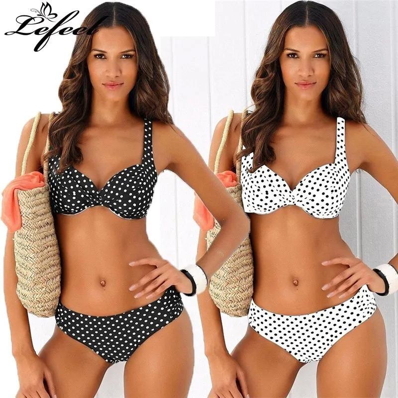 

Women Push Up Swimwear Sexy Low Waist Bikini Set Dot Swimsuit Bathing Suit Summer Beachwear Female Retro Bikinis Biquini