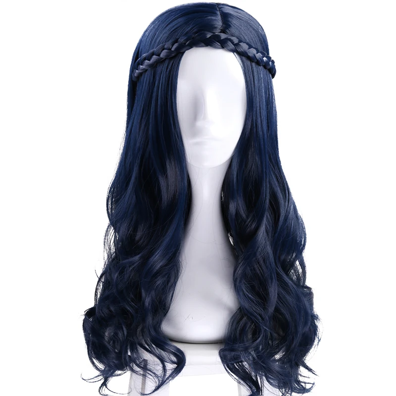 

Descendants 2 Evie Side Part Long Natural Wave Dark Blue High Temperature Fiber Synthetic Cosplay Wig For Women