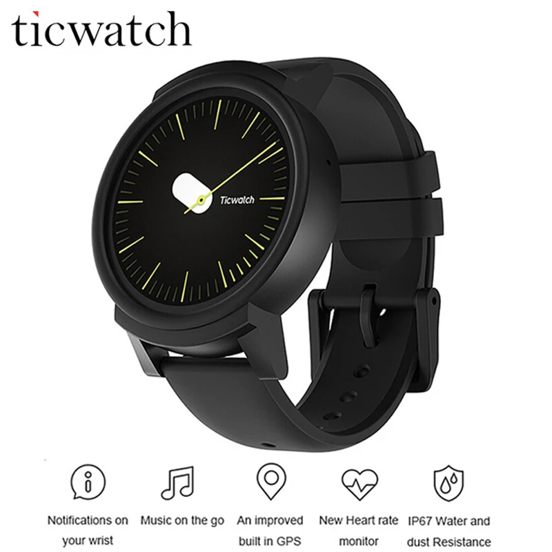 Оригинал Ticwatch E Expres Смарт часы Android носить OS MT2601 двухъядерный Bluetooth 4 1 wifi gps
