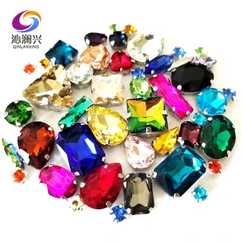 

Mix 25 different colors Super beauty top quality glass crystal flatback sew on claw rhinestones,diy/Clothing accessories 50pcs
