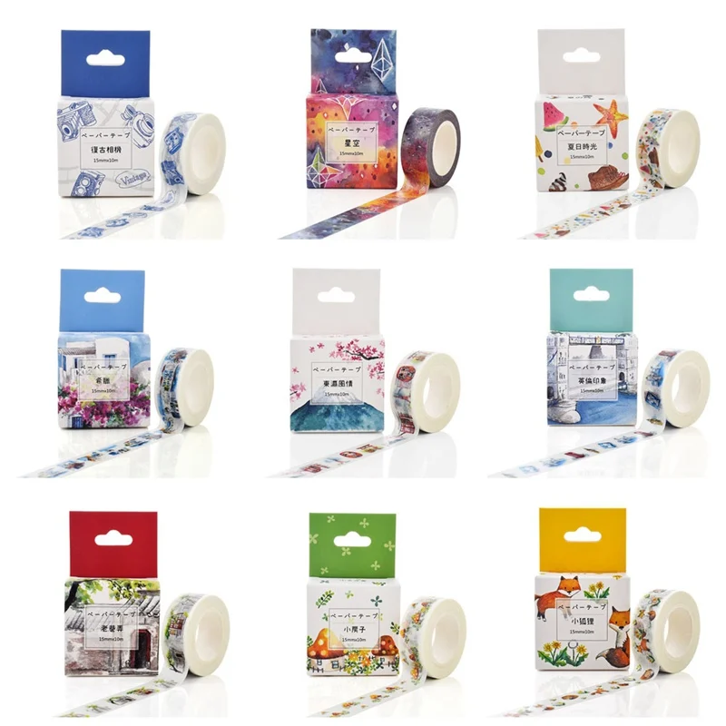 Японская декоративная лента Washi Скотч для скрапбукинга бумажная Маскировочная