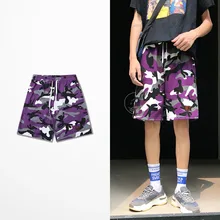 В стиле панк цвет камуфляж шорты летние мужские боковые карманы скейтборд пляжные шорты унисекс шнурок различные камуфляжные шорты