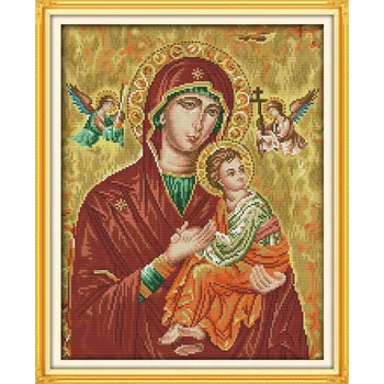 

Everlasting love Madonna-and-child Chinese cross stitch kits Ecological cotton printed 14CT 11CT DIY wedding decoration for home